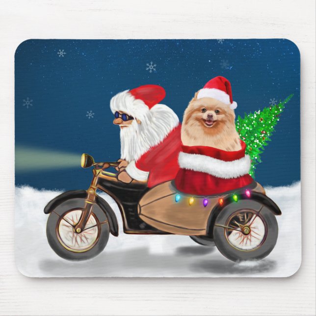 Spitz Dog Weihnachtsmann Mousepad (Vorne)