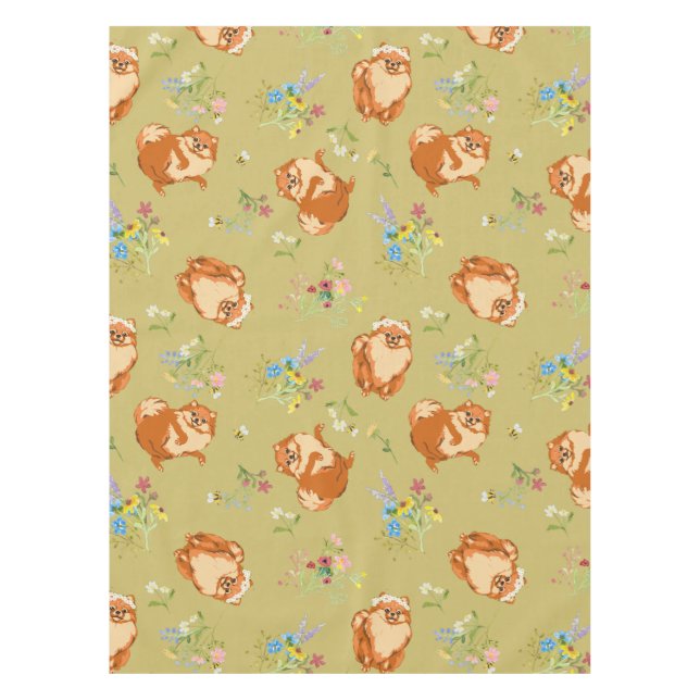 Spitz Floral Dog Muster Tablette Tischdecke (Vorderseite)