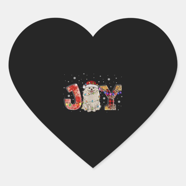 Spitz Frohe Weihnachten für Welpe Lover Joy Xma Herz-Aufkleber (Vorderseite)