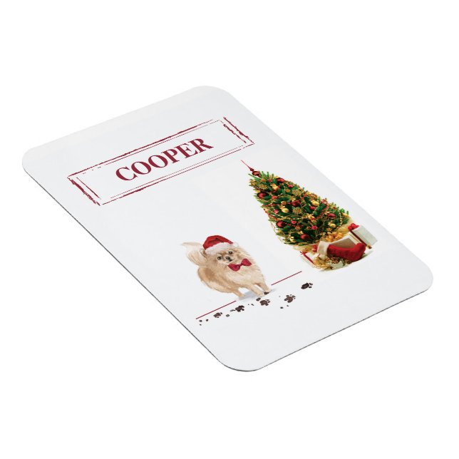 Spitz Funny Christmas Dog mit Baum Magnet (Rechte Seite)