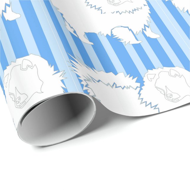Spitz Geschenkpapier Blaue Streifen (Rolleneckpunkt)