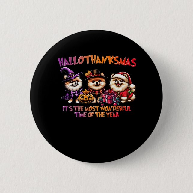 Spitz Halloween Erntedank Weihnachtsklasse Button (Vorderseite)