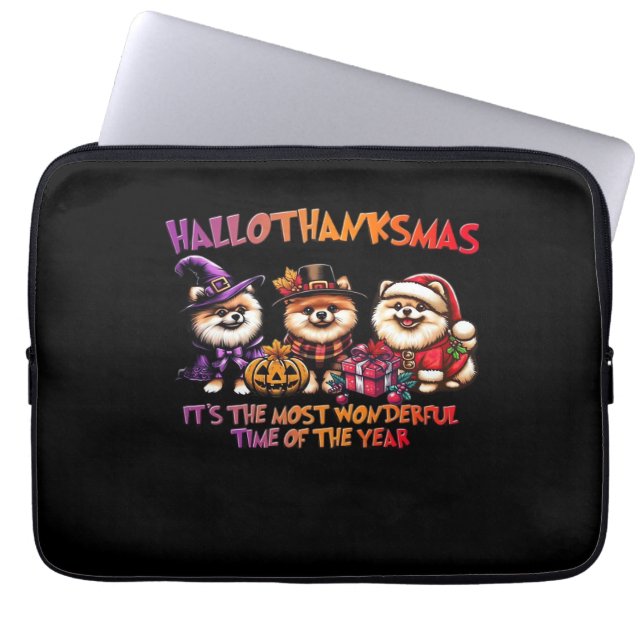 Spitz Halloween Erntedank Weihnachtsklasse Laptopschutzhülle (Vorderseite)