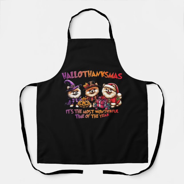 Spitz Halloween Erntedank Weihnachtsklasse Schürze (Vorderseite)