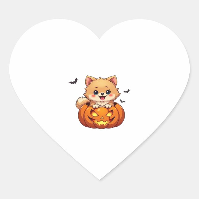 Spitz Happy Halloween Kürbis Classic T-S Herz-Aufkleber (Vorderseite)