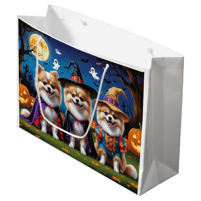 Spitz Hogs Pumpkin Halloween Funny Große Geschenktüte (Vorderseite Schrägansicht)