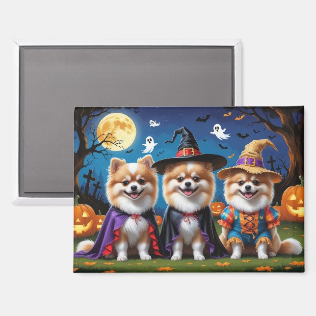 Spitz Hogs Pumpkin Halloween Funny Magnet (Vorderseite/Rückseite)