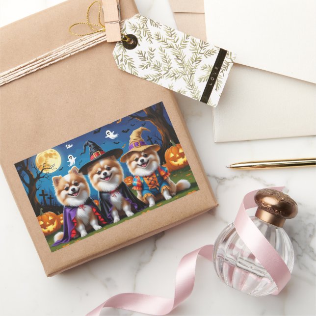 Spitz Hogs Pumpkin Halloween Funny Rechteckiger Aufkleber (Schenken)