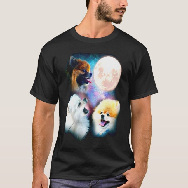 Spitz Howling Moon Drei Wolfen Moon T-Shirt (Vorderseite)