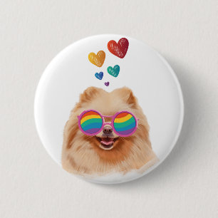Spitz Hund am Herztag Valentinstag Button