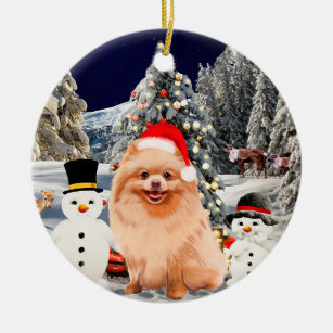 Spitz-Hund, der in den Keramik Ornament