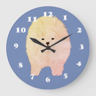 Spitz-Hund, flaumige Haustier-Wand-Uhr Große Wanduhr