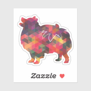 Spitz Hund Geo Silhouette Multi Aufkleber