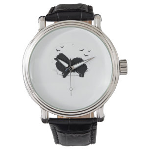Spitz Hund - Halloween Moon Silhouette Classic Armbanduhr