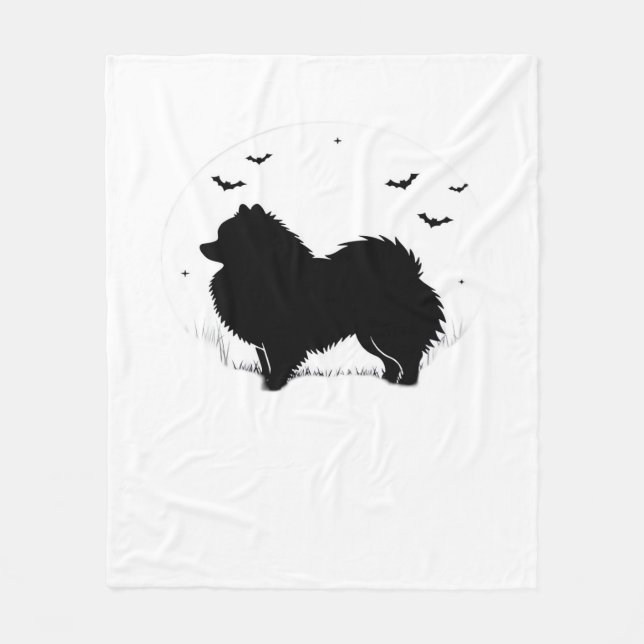 Spitz Hund - Halloween Moon Silhouette Classic Fleecedecke (Vorderseite)