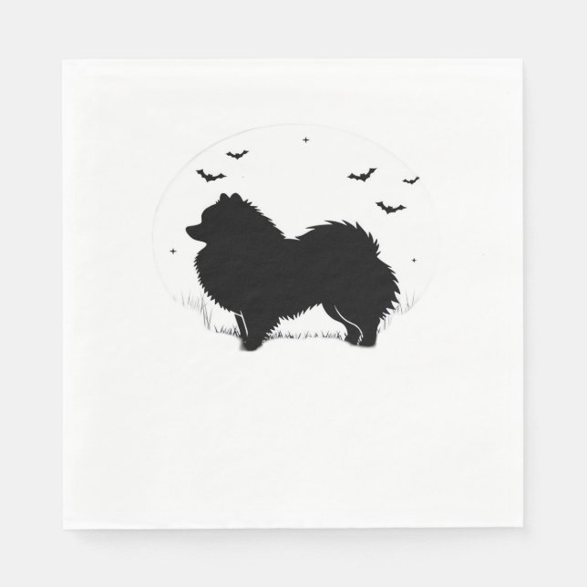 Spitz Hund - Halloween Moon Silhouette Classic Serviette (Vorderseite)