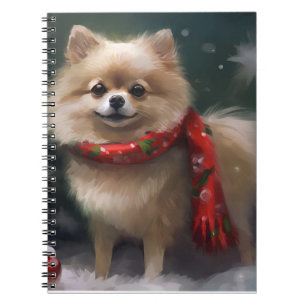 Spitz Hund im Schnee Weihnachten Notizblock