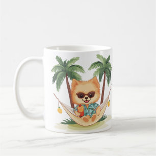 Spitz Hund in einem hawaiianischen Shirt Kaffeetasse