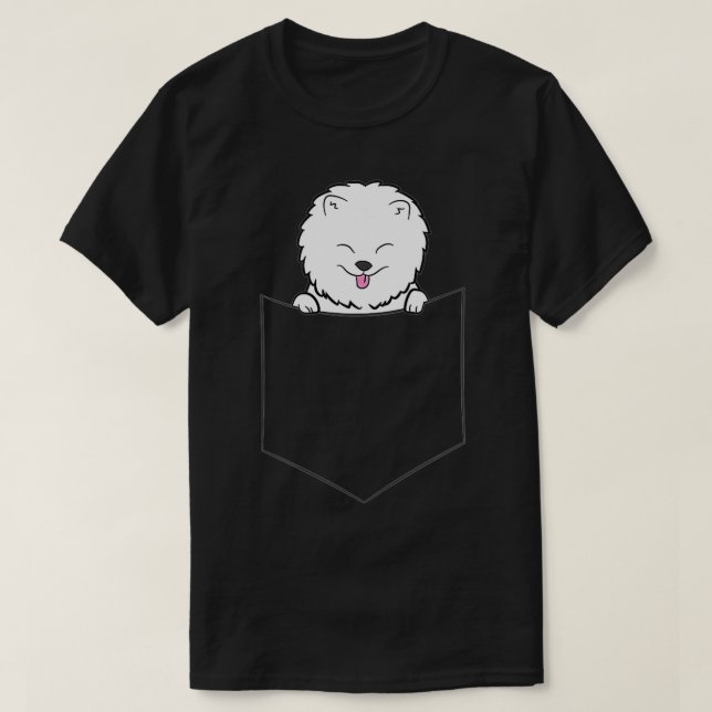 Spitz Hund in einem Pocket-Spitz T-Shirt (Design vorne)