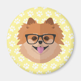 Spitz Hund in Nerd Brille | NIEDLICHER HIPSTER Magnet