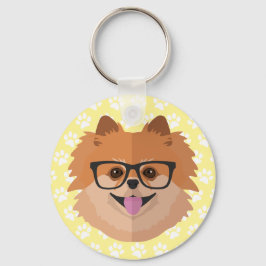 Spitz Hund in Nerd Brille | NIEDLICHER HIPSTER Schlüsselanhänger