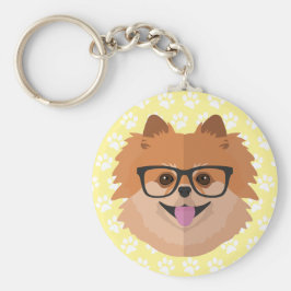 Spitz Hund in Nerd Brille | NIEDLICHER HIPSTER Schlüsselanhänger
