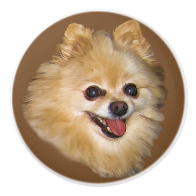 Spitz-Hund kundengerecht Keramikknauf (Vorderseite)