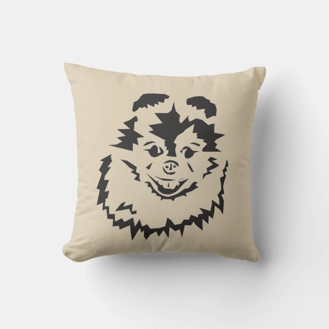 Spitz Hund lächelt werfen Kissen (Vorderseite)