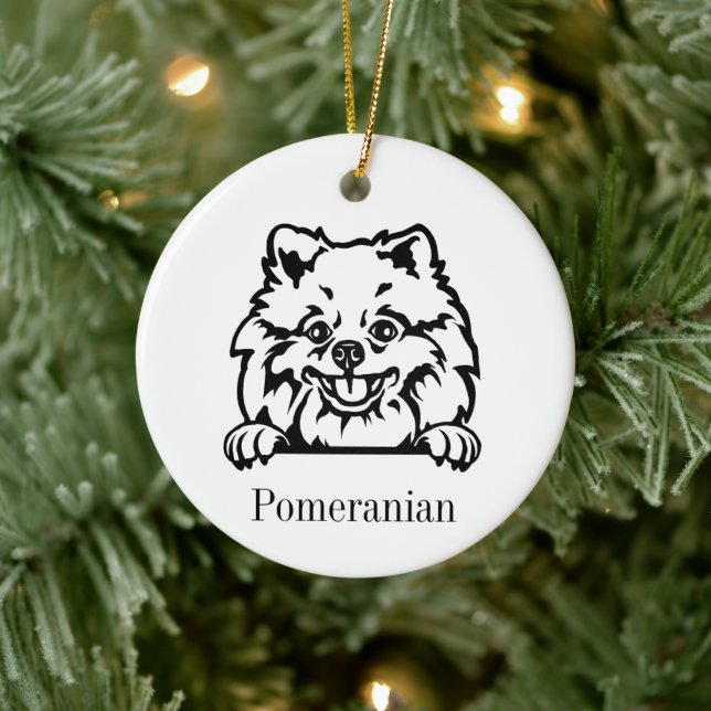 Spitz Hund Personalisierten Haustier Ornament, Cu  Keramik Ornament (Baum)
