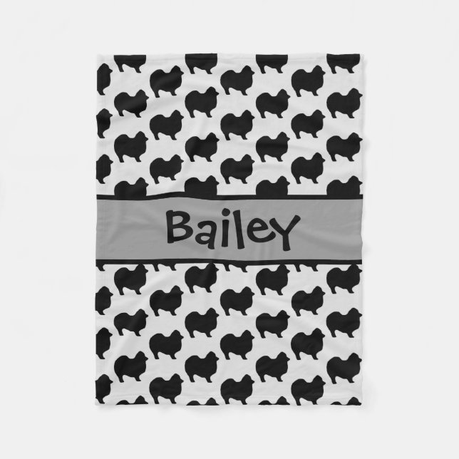 Spitz Hund Silhouette CUSTOM Fleecedecke (Vorderseite)