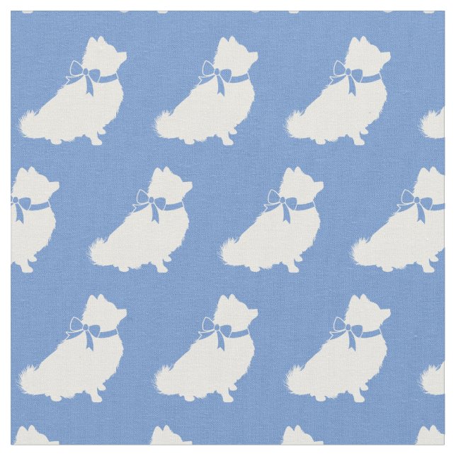 Spitz Hund Silhouette Pet Light Blue Stoff (Nahaufnahme)