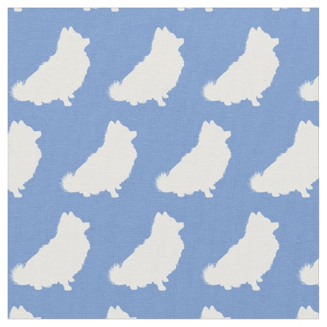 Spitz Hund Silhouette Pet Light Blue Stoff (Nahaufnahme)