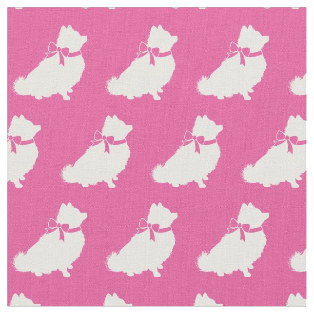 Spitz Hund Silhouette Pet Pink Stoff (Nahaufnahme)