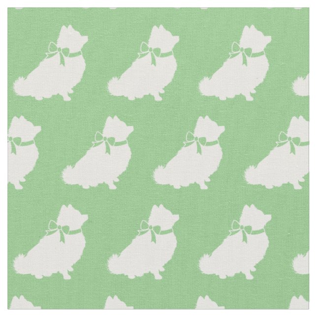 Spitz Hund Silhouette Pet Sage Green Stoff (Nahaufnahme)