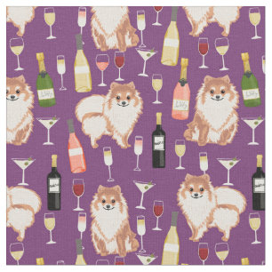 Spitz Hund und Wein lila Stoff