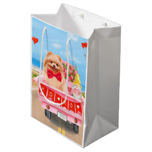 Spitz Hund Valentinstag Lkw Herz Mittlere Geschenktüte