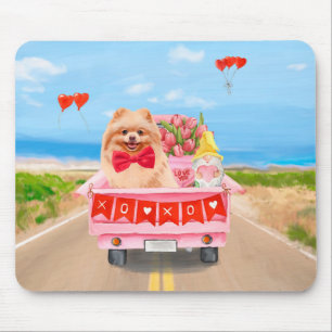 Spitz Hund Valentinstag Lkw Herz Mousepad
