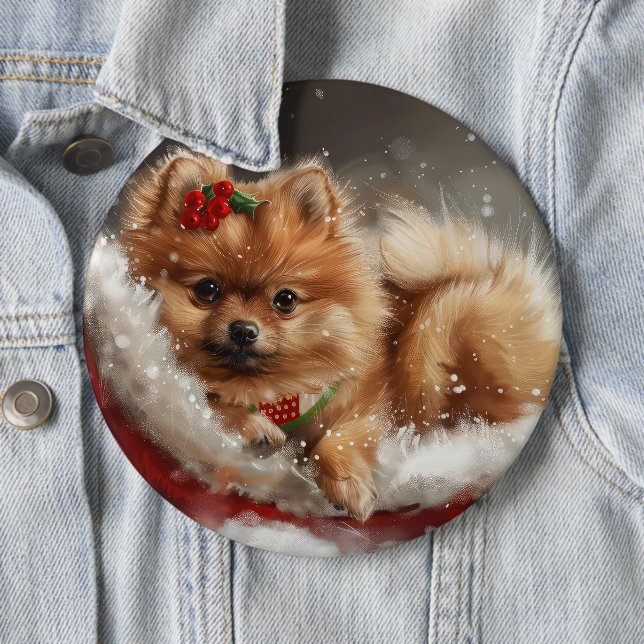 Spitz Hund Weihnachten Button (Beispiel)