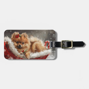 Spitz Hund Weihnachten Gepäckanhänger
