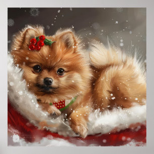 Spitz Hund Weihnachten Poster