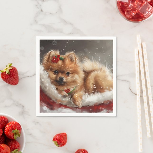 Spitz Hund Weihnachten Serviette (Beispiel)