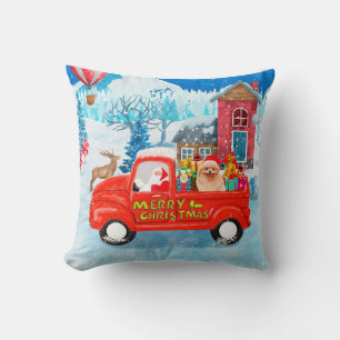 Spitz Hund Weihnachtslieferung LKW Schnee Kissen