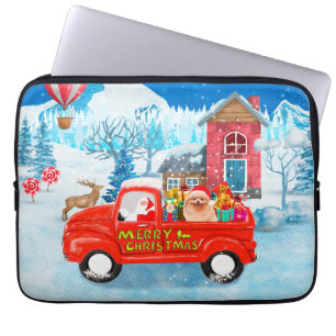 Spitz Hund Weihnachtslieferung LKW Schnee Laptopschutzhülle