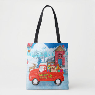 Spitz Hund Weihnachtslieferung LKW Schnee Tasche