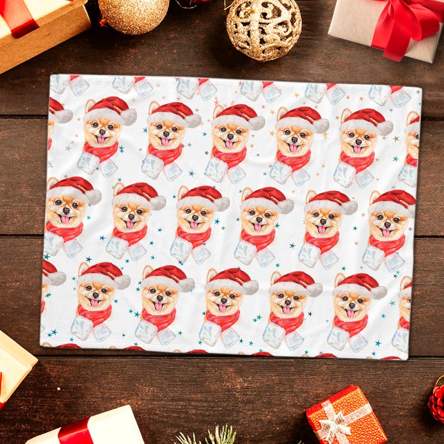 Spitz Hund züchten Weihnachtsstars Fleecedecke (Von Creator hochgeladen)