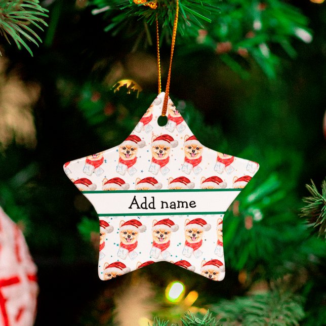Spitz Hund züchten Weihnachtsstars Keramik Ornament (Von Creator hochgeladen)