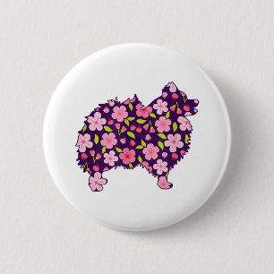 Spitz Hunde Blume Muster Spitze Lover Button