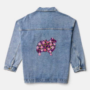 Spitz Hunde Blume Muster Spitze Lover Jeansjacke