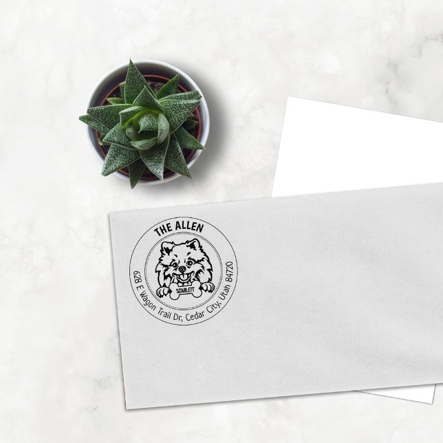 Spitz Hunde Rücksendeadresse Gummistempel (Von Creator hochgeladen)