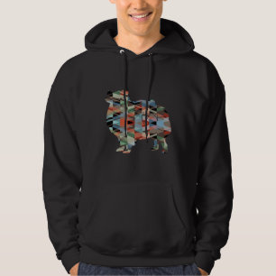 Spitz Hunde Silhouette Geometrisches Muster Hoodie